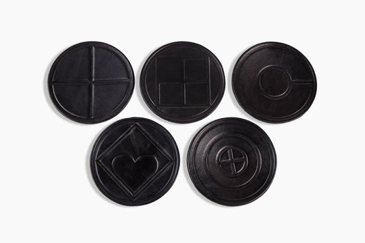 E.R. Butler & Co. for Commune Black Leather Coasters