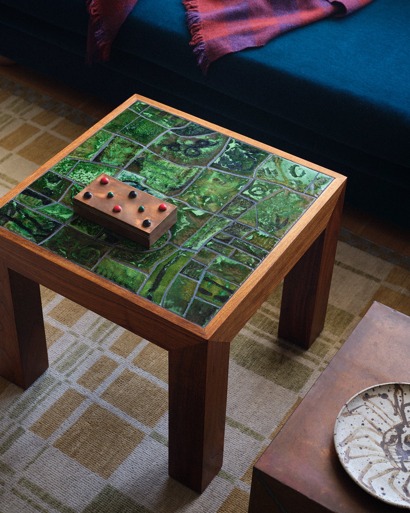 Sofia Londoño for Commune Red Mosaic Walnut Side Table