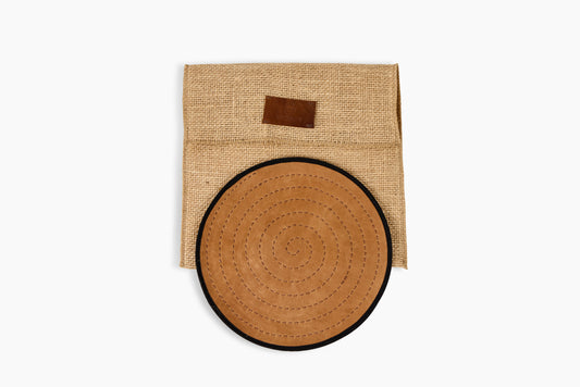 Peter Speliopoulos Leather & Linen Round Zokin Noir