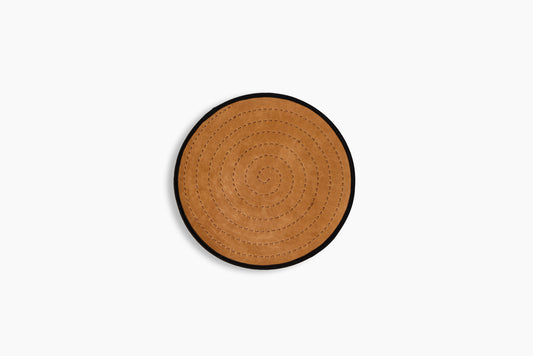 Peter Speliopoulos Leather & Linen Round Zokin Noir