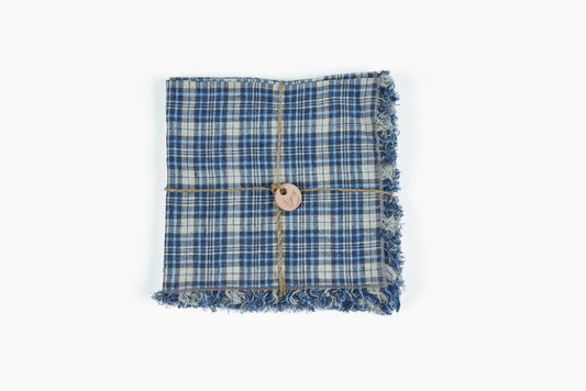 Peter Speliopoulos for Commune Faded Blue Plaid Napkins