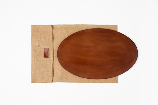 Peter Speliopoulos Camel Oval Leather Placemats