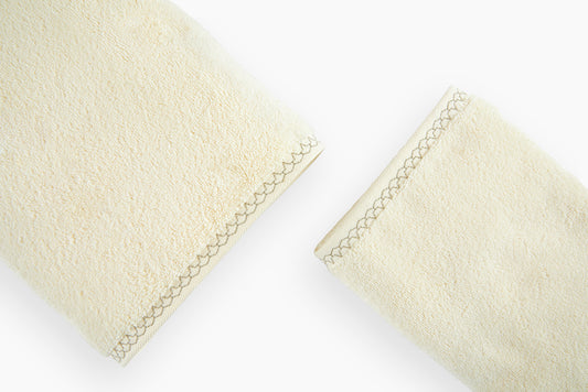 Commune for Hamburg House Ivory Hex Bath and Hand Towels