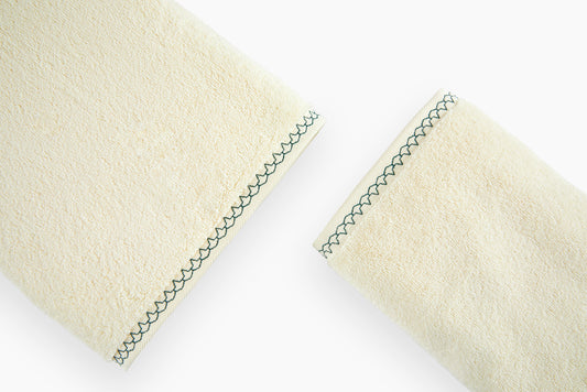 Commune for Hamburg House Ivory Hex Bath and Hand Towels