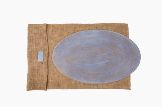 Peter Speliopoulos Grey Oval Leather Placemats