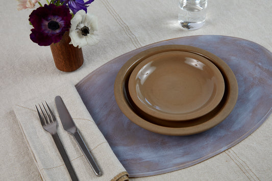 Peter Speliopoulos Grey Oval Leather Placemats