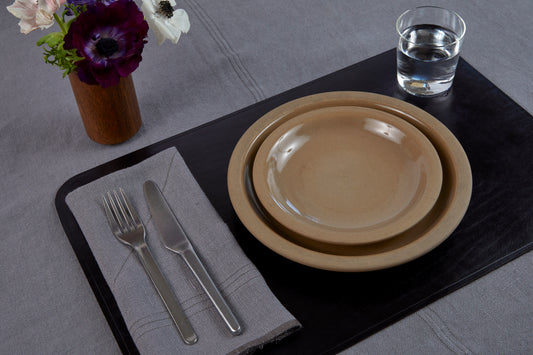 Peter Speliopoulos Black Rectangle Leather Placemats
