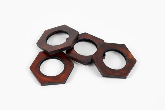 Peter Speliopoulos Chestnut Hexagon Leather Napkin Rings