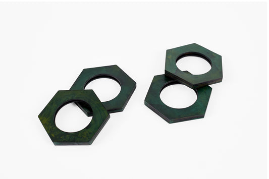 Peter Speliopoulos Malachite Hexagon Leather Napkin Rings