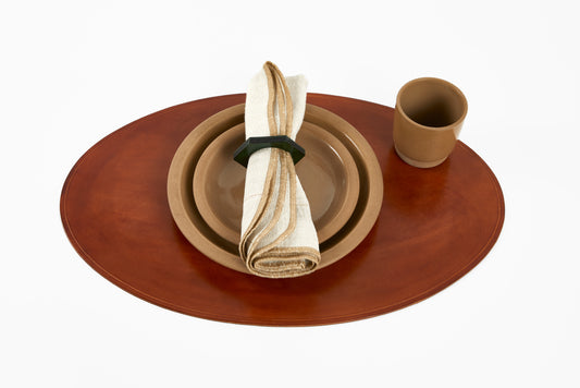 Peter Speliopoulos Malachite Hexagon Leather Napkin Rings
