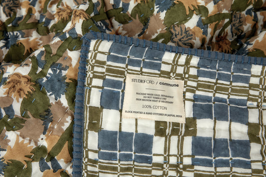 Studio Ford for Commune Reversible Cactus Flower Quilt Blue