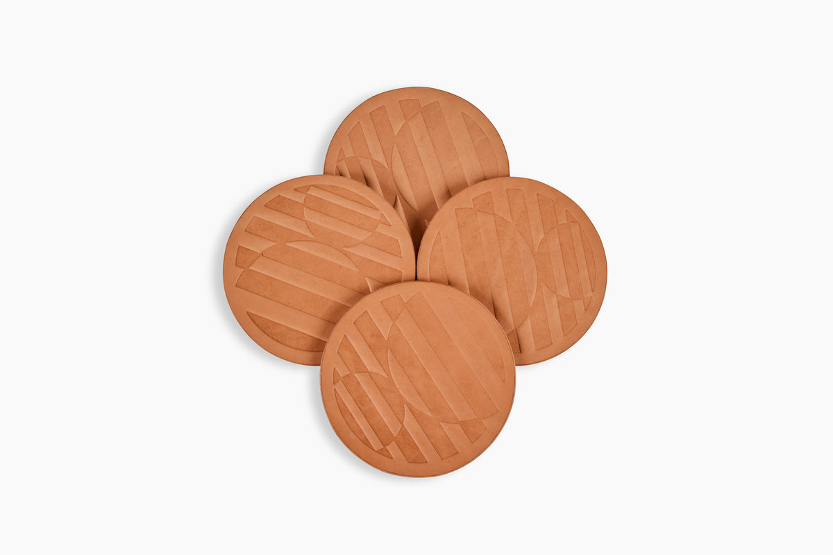 Commune Tooled Leather 4" Coasters