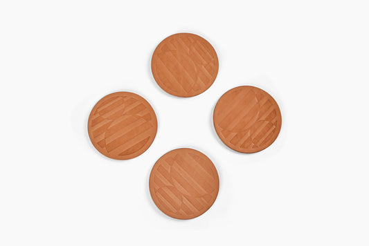 Commune Tooled Leather 4" Coasters