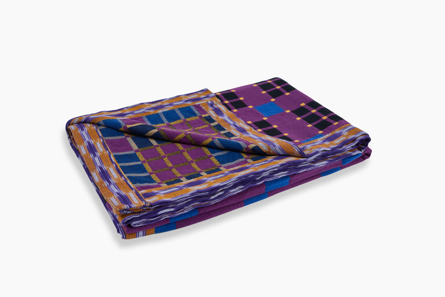 Gregory Parkinson Beetroot Azul Check Assamese Blanket