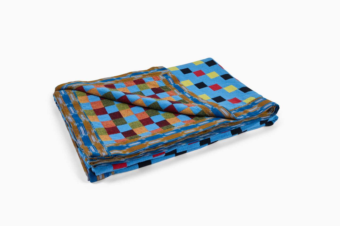 Gregory Parkinson Sky Blue Color Check Assamese Blanket