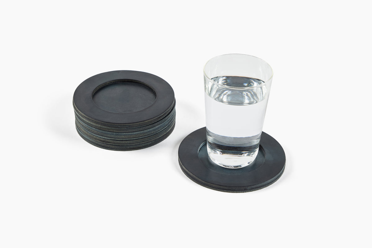 Peter Speliopoulos Leather Coasters Noir