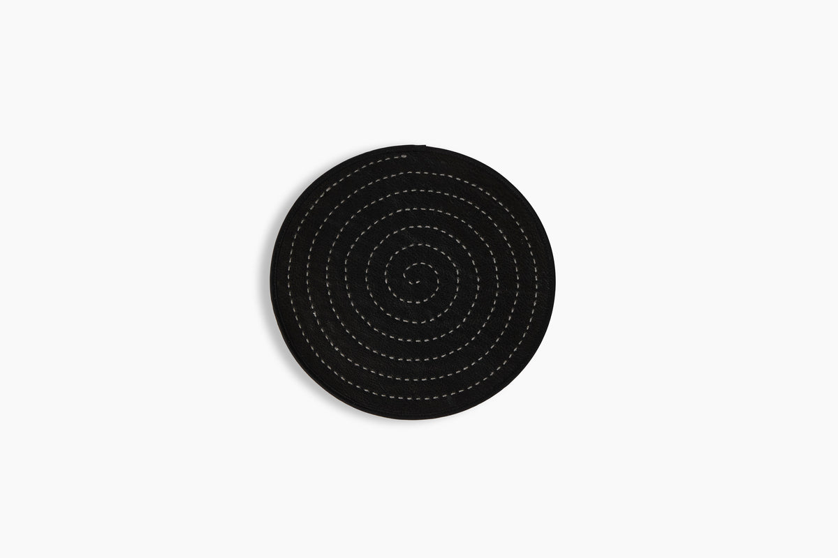 Peter Speliopoulos Leather & Linen Round Zokin Noir