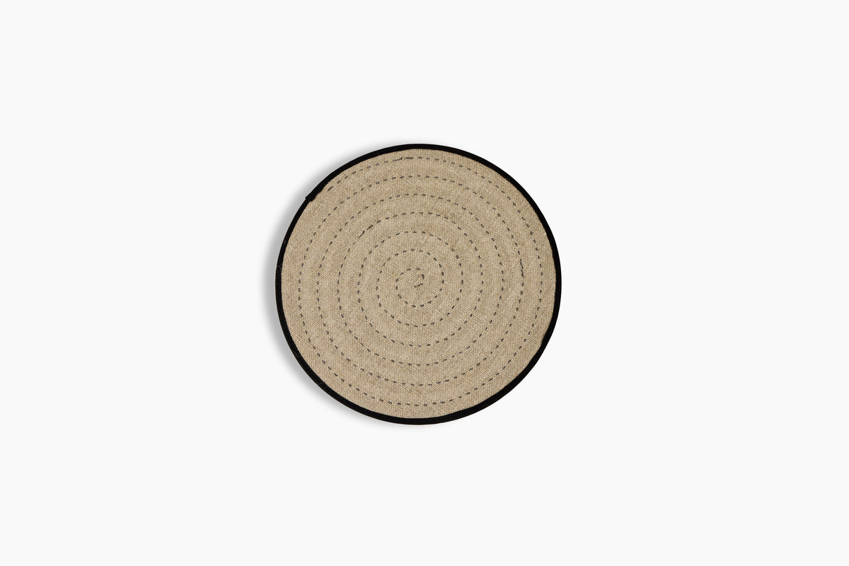 Peter Speliopoulos Leather & Linen Round Zokin Noir