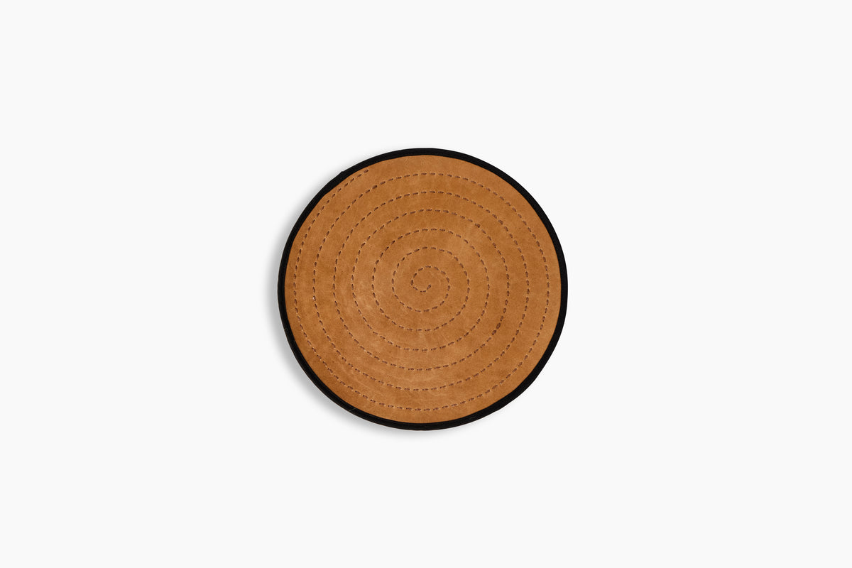 Peter Speliopoulos Leather & Linen Round Zokin Noir