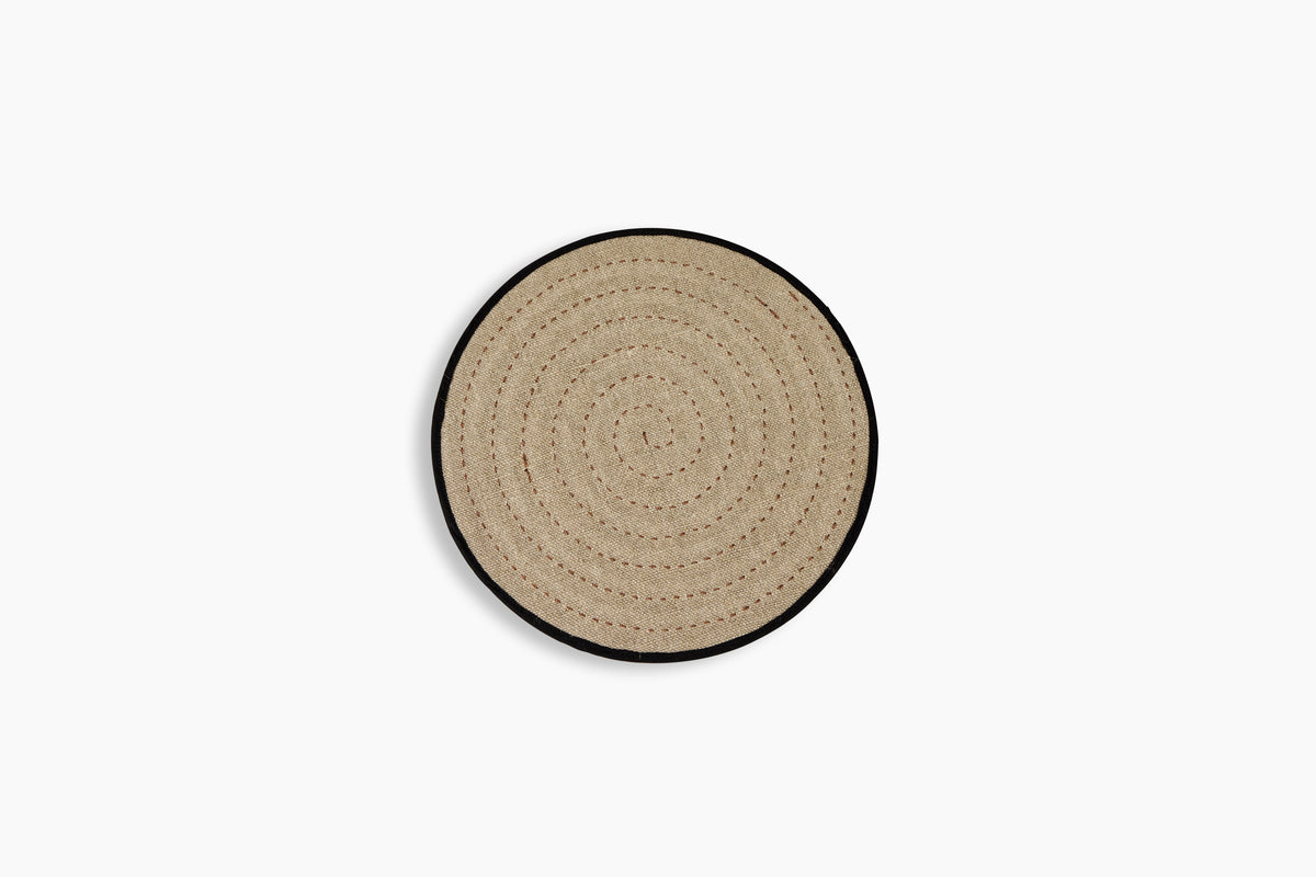 Peter Speliopoulos Leather & Linen Round Zokin Noir