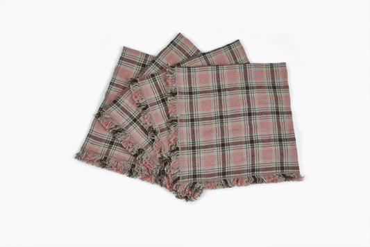 Peter Speliopoulos for Commune Dusty Rose Plaid Napkins