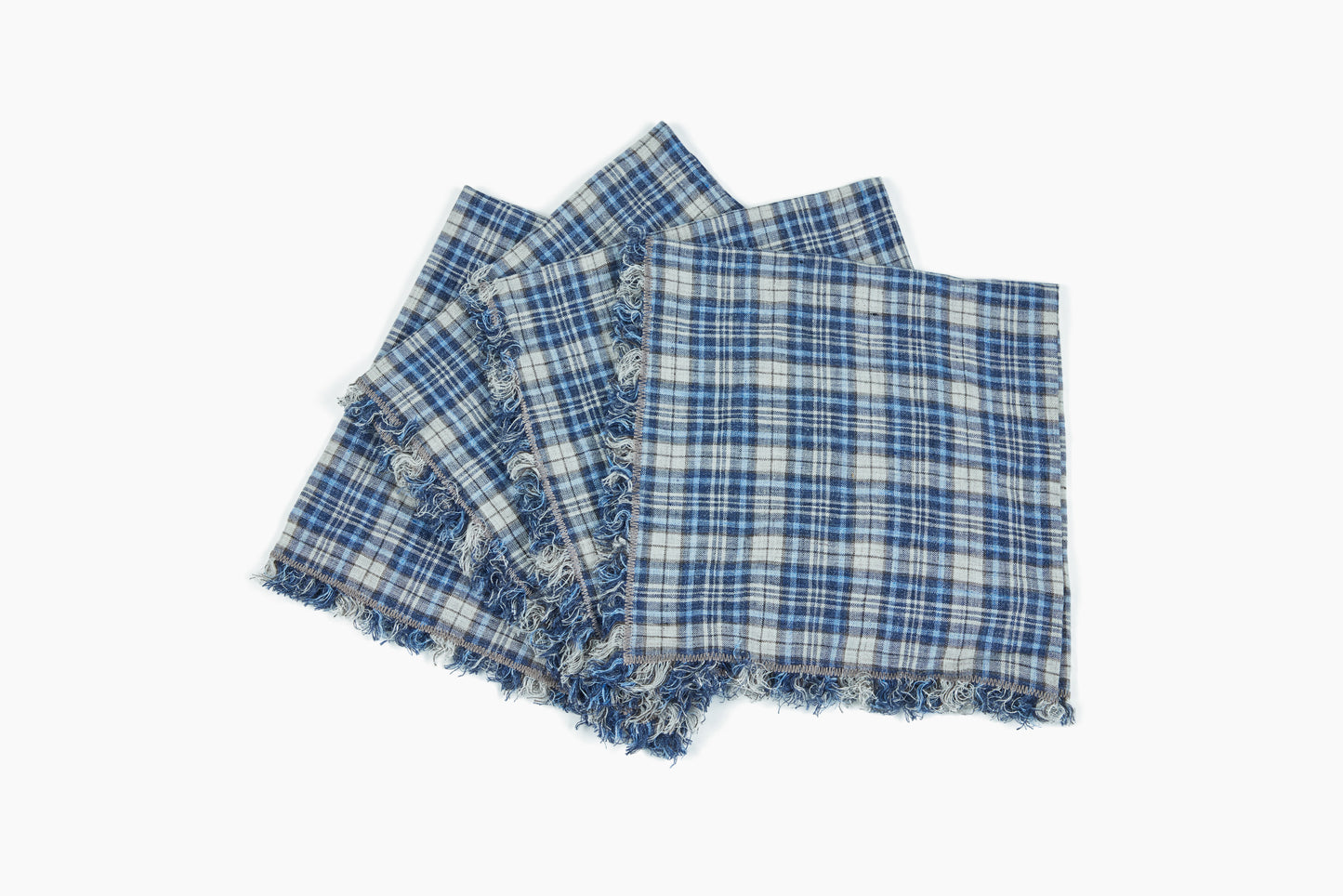 Peter Speliopoulos for Commune Faded Blue Plaid Napkins