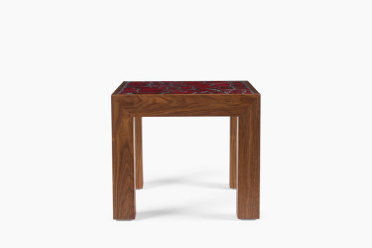 Sofia Londoño Red Mosaic Walnut Side Table