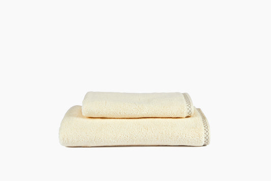 Commune for Hamburg House Ivory Hex Bath and Hand Towels