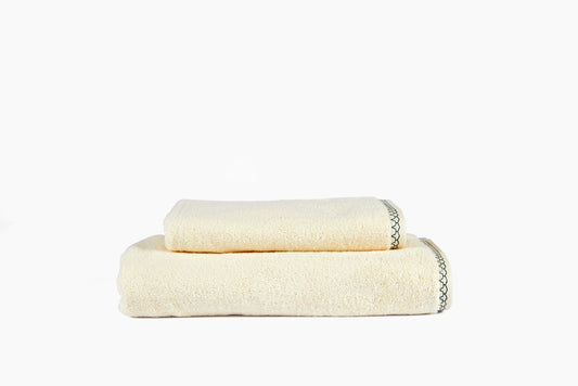 Commune for Hamburg House Ivory Hex Bath and Hand Towels
